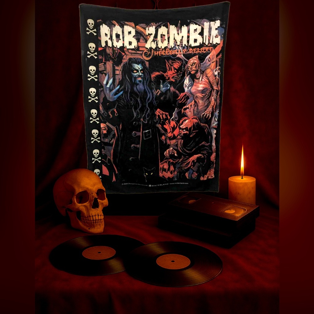 Rare Vintage 2000 Rob Zombie Hellbilly Deluxe WINTERLAND Licensed Fabric Poster